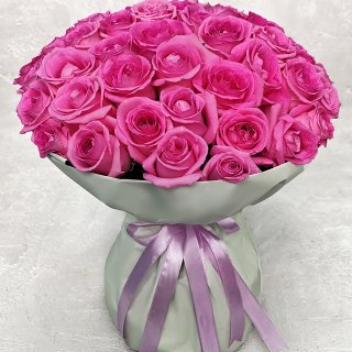 Розовая роза 51 шт 60 см