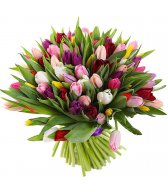 Букет из разноцветных тюльпанов Ощущение тюльпанов