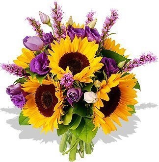 Букет из Подсолнухов и Лизиантусов «Солнечная страна»