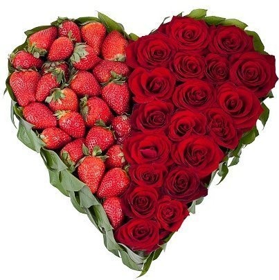 Композиция из Роз и Клубники «Клубничная страсть»
