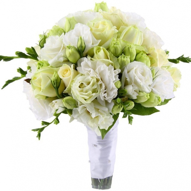 Букет из Роз, Фрезий и Лизиантуса «Виргиния»