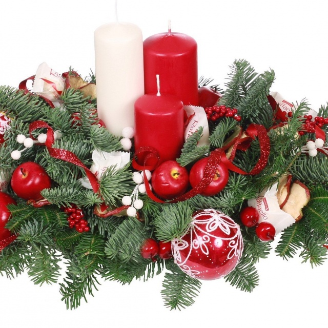 Композиция новогодняя со свечами из Ели «Праздничный момент»