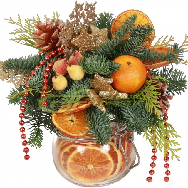 Композиция новогодняя из Ели в кашпо «Фруктовый микс» Композиция новогодняя из Ели в кашпо «Фруктовый микс»