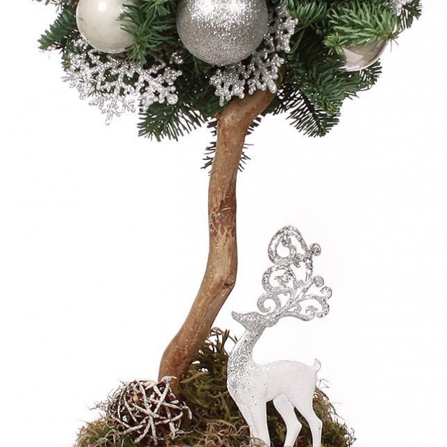 Новогодний топиарий из Ели и Мха «Снежное кружево»