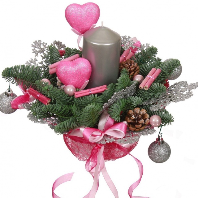 Новогодняя композиция со свечой из Ели в кашпо «Эльф розового куста» Новогодняя композиция со свечой из Ели в кашпо «Эльф розового куста»