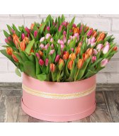 Коробка с тюльпанами Весеннее счастье