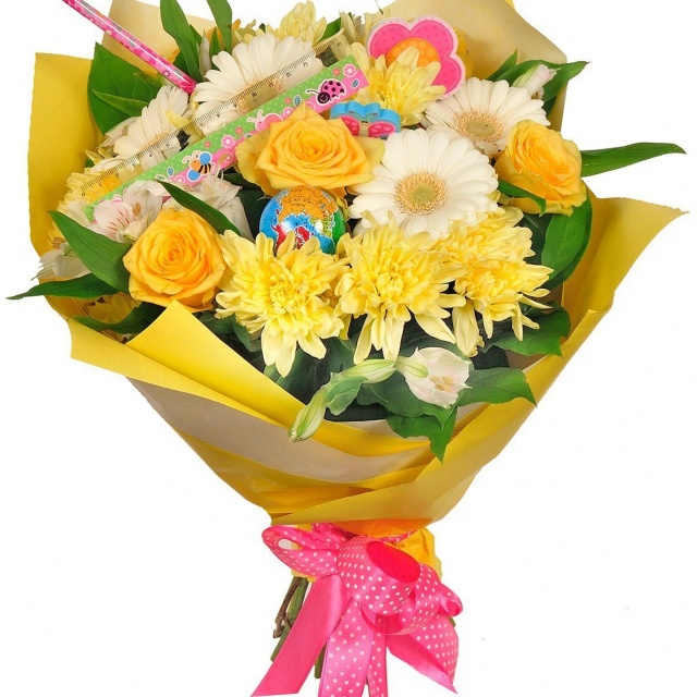 Букет из Гермини, Роз и Альстромерий «Перемена»