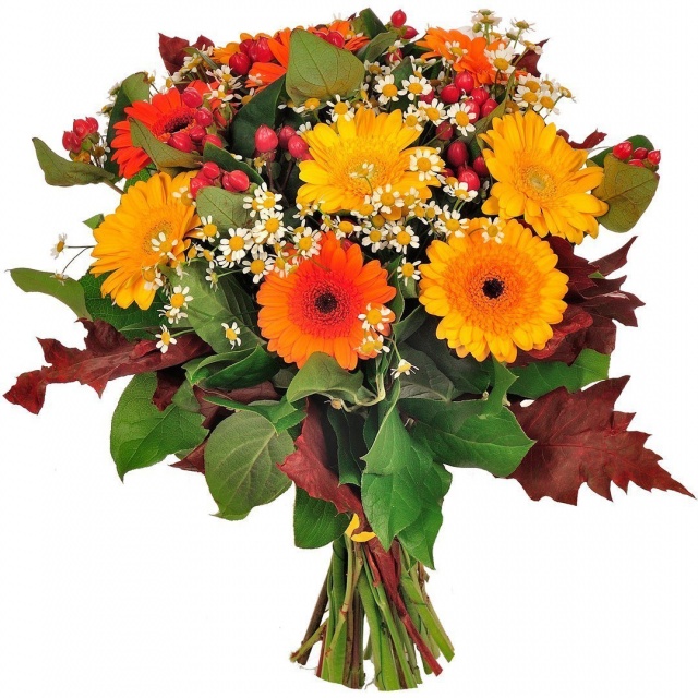 Букет из Гермини, Ромашек и Гиперикума «Учительский вальс»