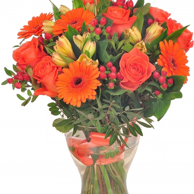 Букет из Роз, Альстромерий и Гермини «Осенние краски»