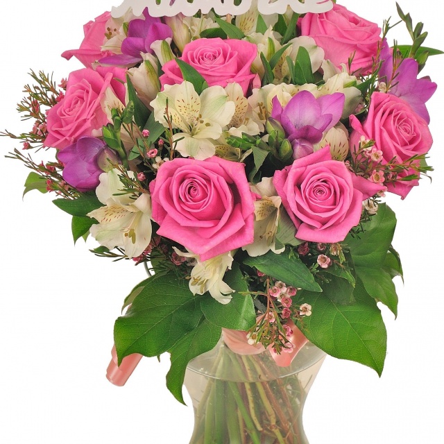 Букет из Роз, Фрезий и Альстромерий «Обаяние»