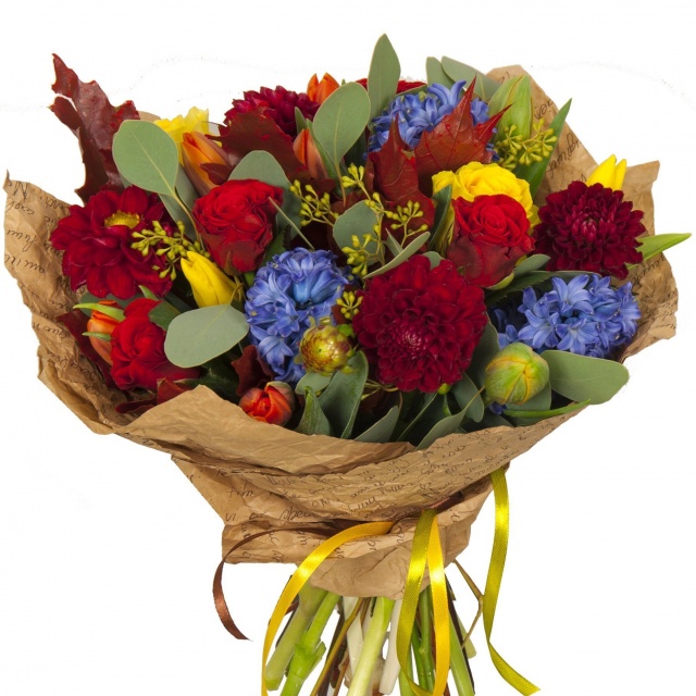 Букет из Роз, Гиацинтов, Тюльпанов «Тепло сердец»