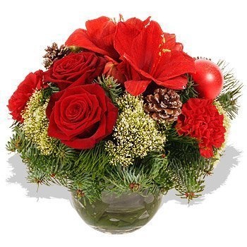 Новогодняя композиция из Роз и Амариллиса «Шар»
