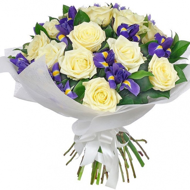 Букет из Роз и Ирисов «Ангельский полет»