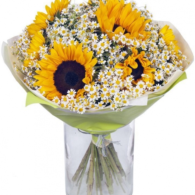 Букет из Подсолнухов и Ромашек «Летнее утро»