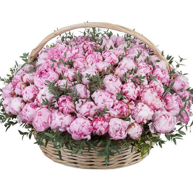 Композиция из Пионов в корзине «Корзина пионов»