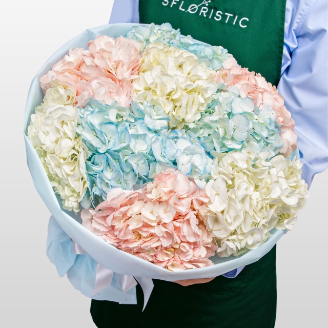 Букет из разноцветных Гортензий «Сладкая вата»