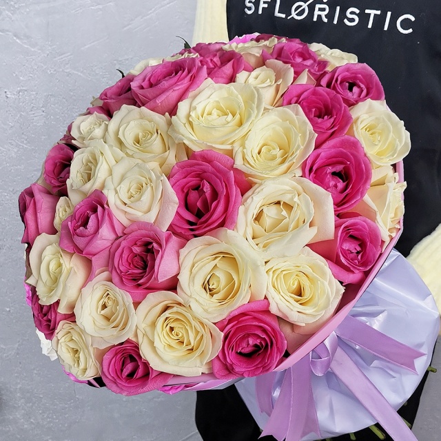 Роза 60 см нежный микс