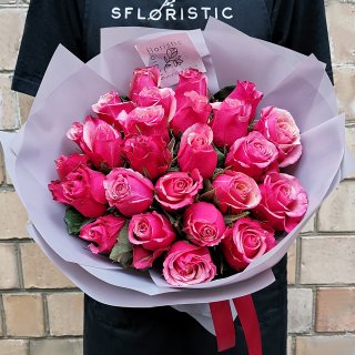 Роза 40 см Кения ярко-розовая 25 шт