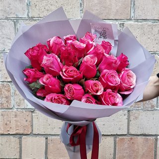 Роза 40 см Кения ярко-розовая 25 шт