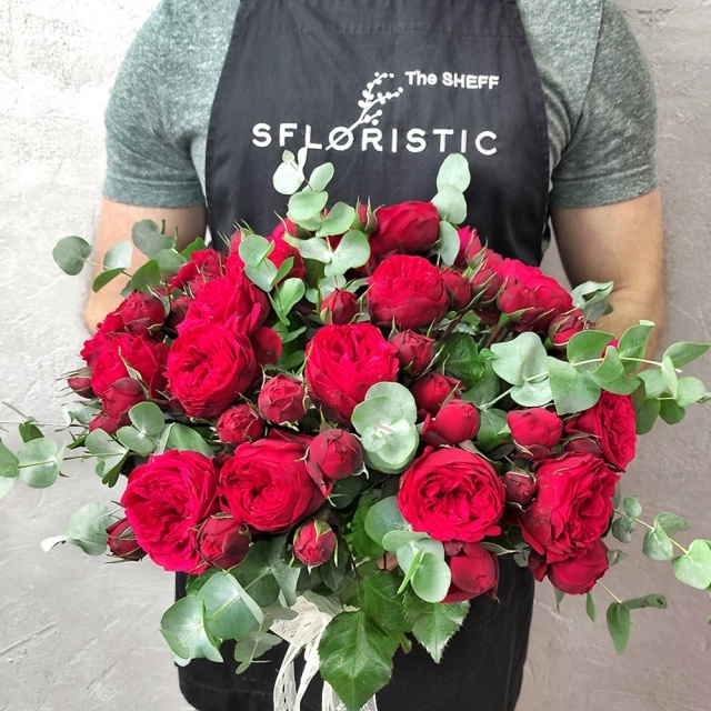 Букет из Роз Пионовидных «Ред Пиано»