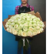 101 белая роза 80 см