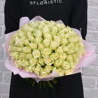 Роза Кения белая 101 шт 40 см