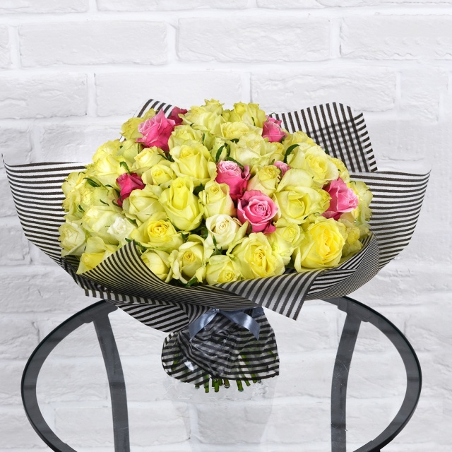 Роза Кения нежный микс 101шт 40 см