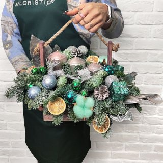 Новогодняя композиция Упряжка Оленей