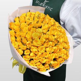 Роза Кения желтая 101шт 40 см