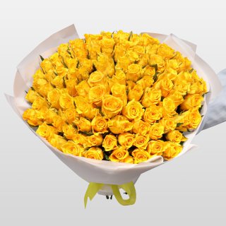 Роза Кения желтая 101шт 40 см