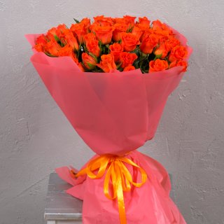 Роза Кения оранжевая 51шт 40 см