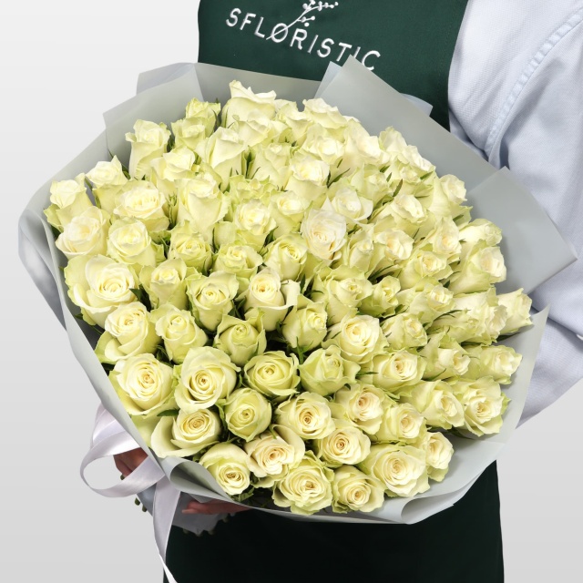 Роза Кения белая 75шт 40 см