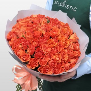 Букет из оранжевых Роз Кения 40 см 75 шт «Мандариновый рассвет» Букет из оранжевых Роз Кения 40 см 75 шт «Мандариновый рассвет»