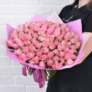 Роза Кения нежно-розовая 101шт 40 см
