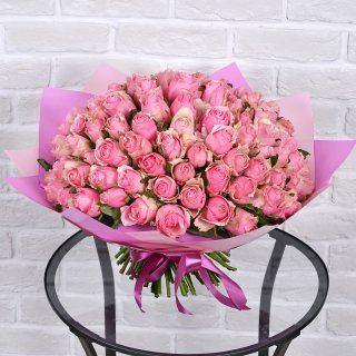 Роза Кения нежно-розовая 101шт 40 см