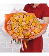 Роза Кения оранжевая-2 101шт 40 см