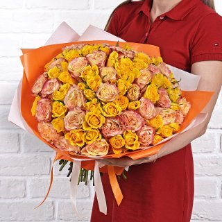 Роза Кения оранжевая-2 101шт 40 см
