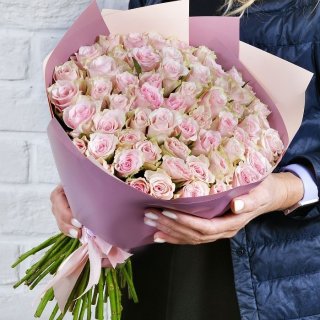 Роза Кения Розовая 101шт 40 см