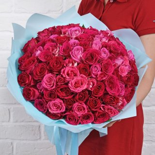 Роза Кения малиново-розовая 101шт 40 см