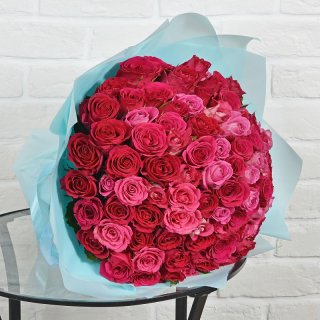 Роза Кения малиново-розовая 101шт 40 см