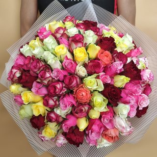 Роза Кения разноцветный микс 101шт 40 см