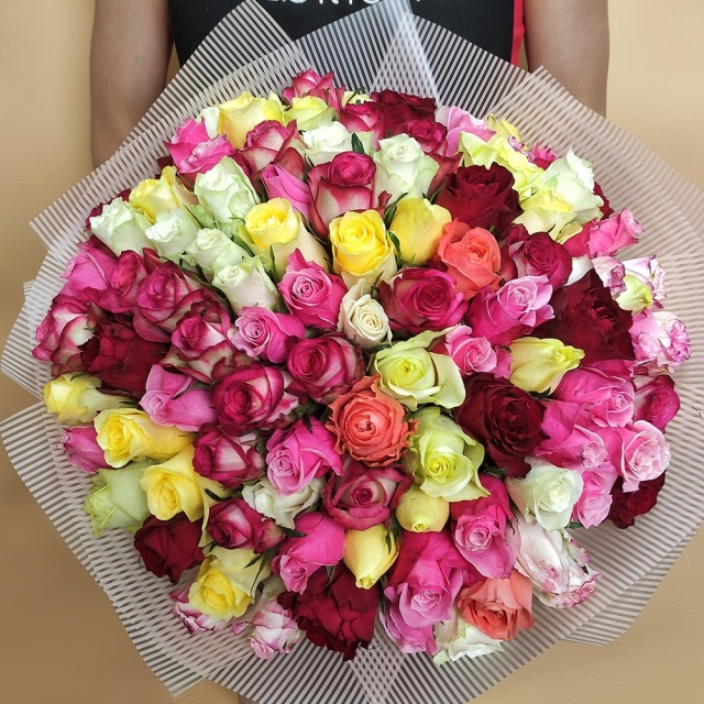 Роза Кения разноцветный микс 101шт 40 см