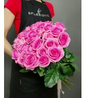 Букет из розовых роз 27 шт 60 см