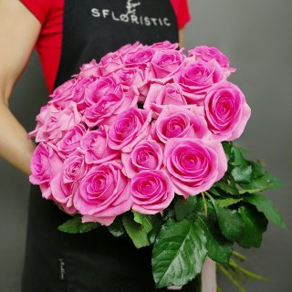 Букет из розовых роз 27 шт 60 см