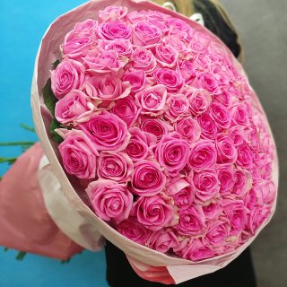 Букет из розовых роз 101 шт 80 см