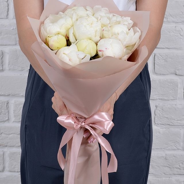 Букет из белых Пионов «Белый ангел» 9шт. Букет из белых Пионов «Белый ангел» 9шт.