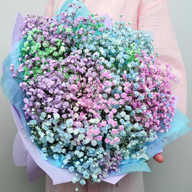 Букет из Радужной Гипсофилы «Радуга»