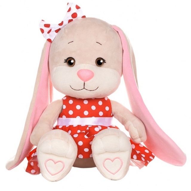 Мягкая Игрушка Зайка в Красном Платье в Белый Горошек Мягкая Игрушка Зайка в Красном Платье в Белый Горошек
