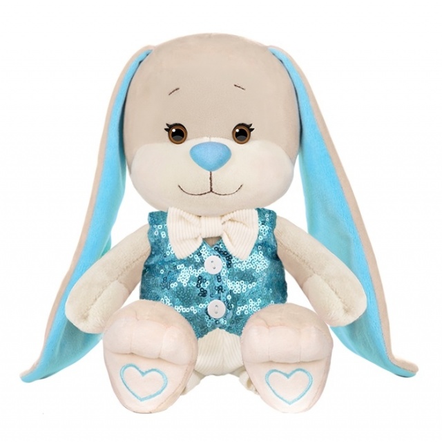 Мягкая Игрушка Зайчик в Голубой Жилетке и Белых Брюках Мягкая Игрушка Зайчик в Голубой Жилетке и Белых Брюках