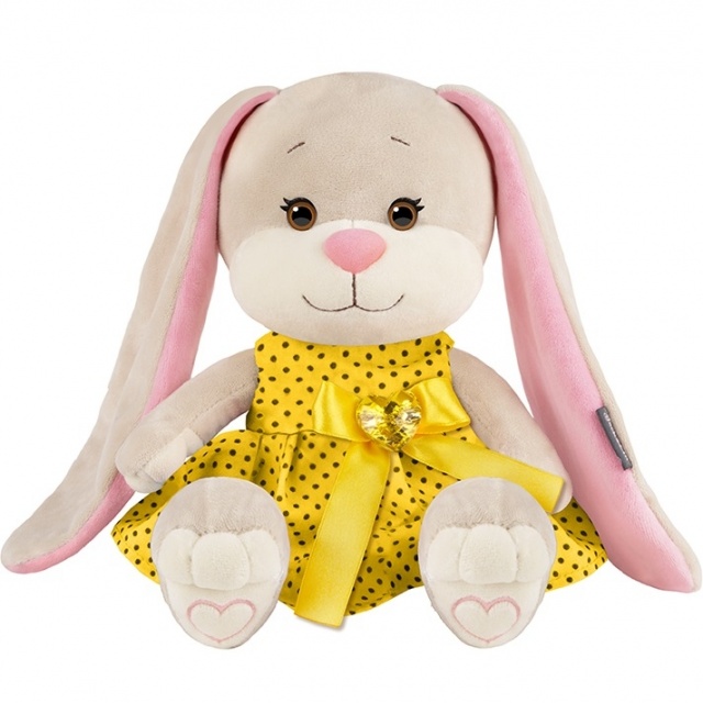 Мягкая Игрушка Зайка в Желтом Платьице в Черный Горошек Мягкая Игрушка Зайка в Желтом Платьице в Черный Горошек
